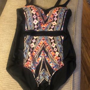 Tribal design one piece swimsuit.